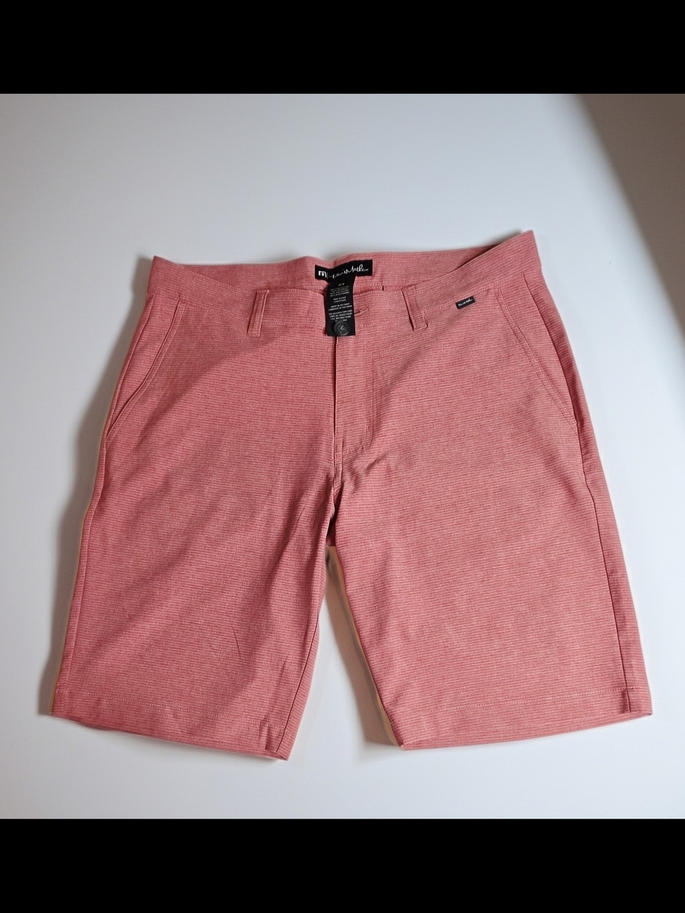 611. Travis Mathew Sand Harbor Striped Performance Golf Shorts - Dusty Rose - 34